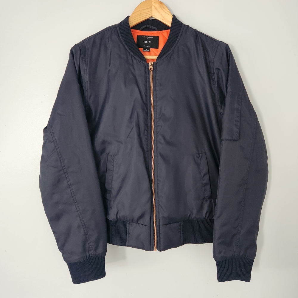 Iris Bomber Jacket with Orange Lining, Women's Sz L See Sizing